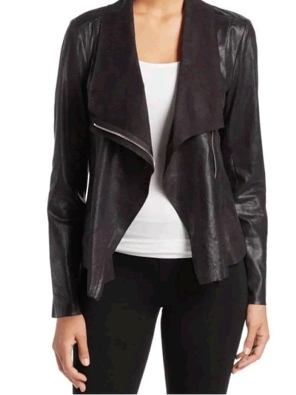Calvin Klein Faux Suede Moto Style Blazer Jacket